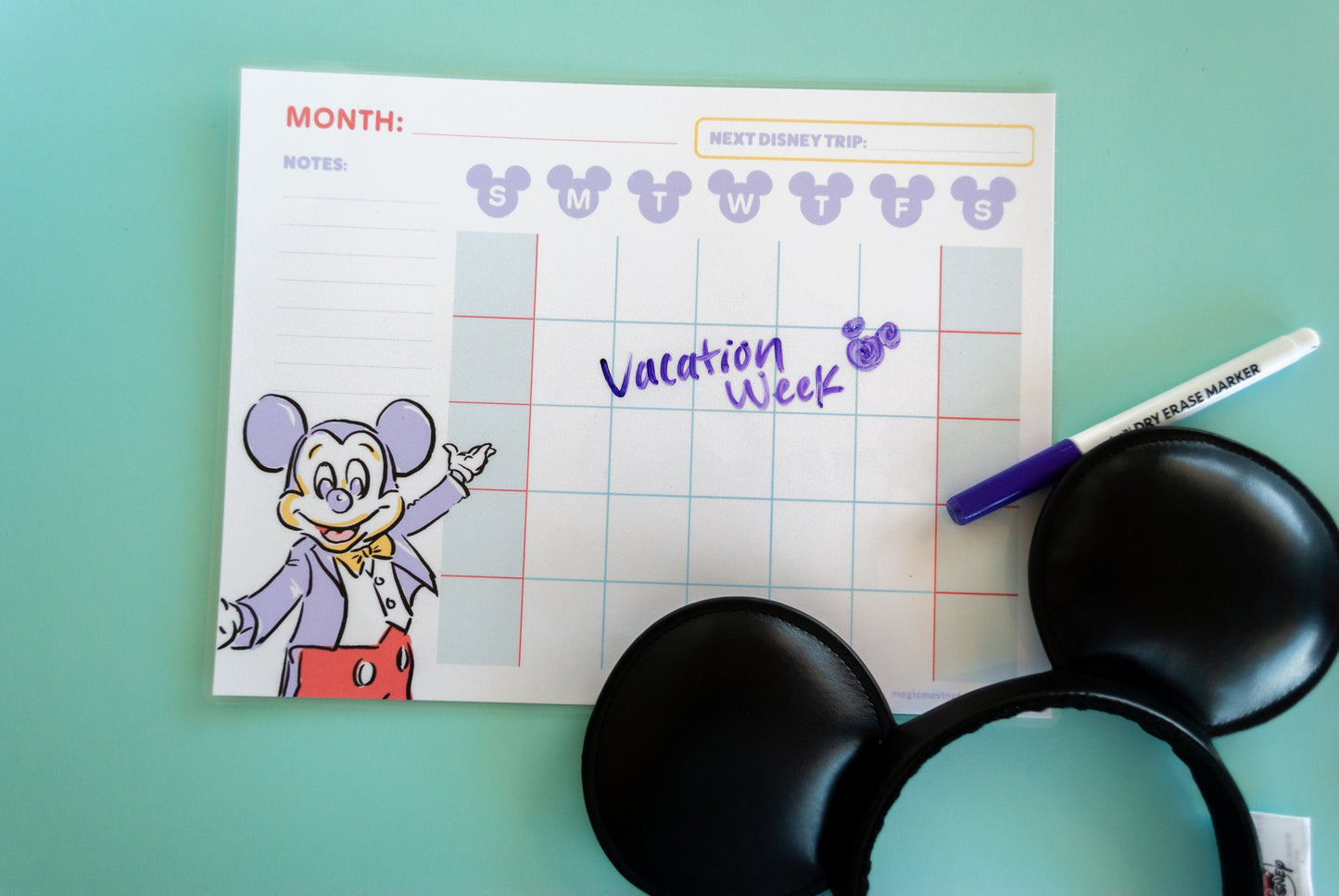 Dry Erase “Leader of the Club” WDW Trip Countdown Calendar with Magnets